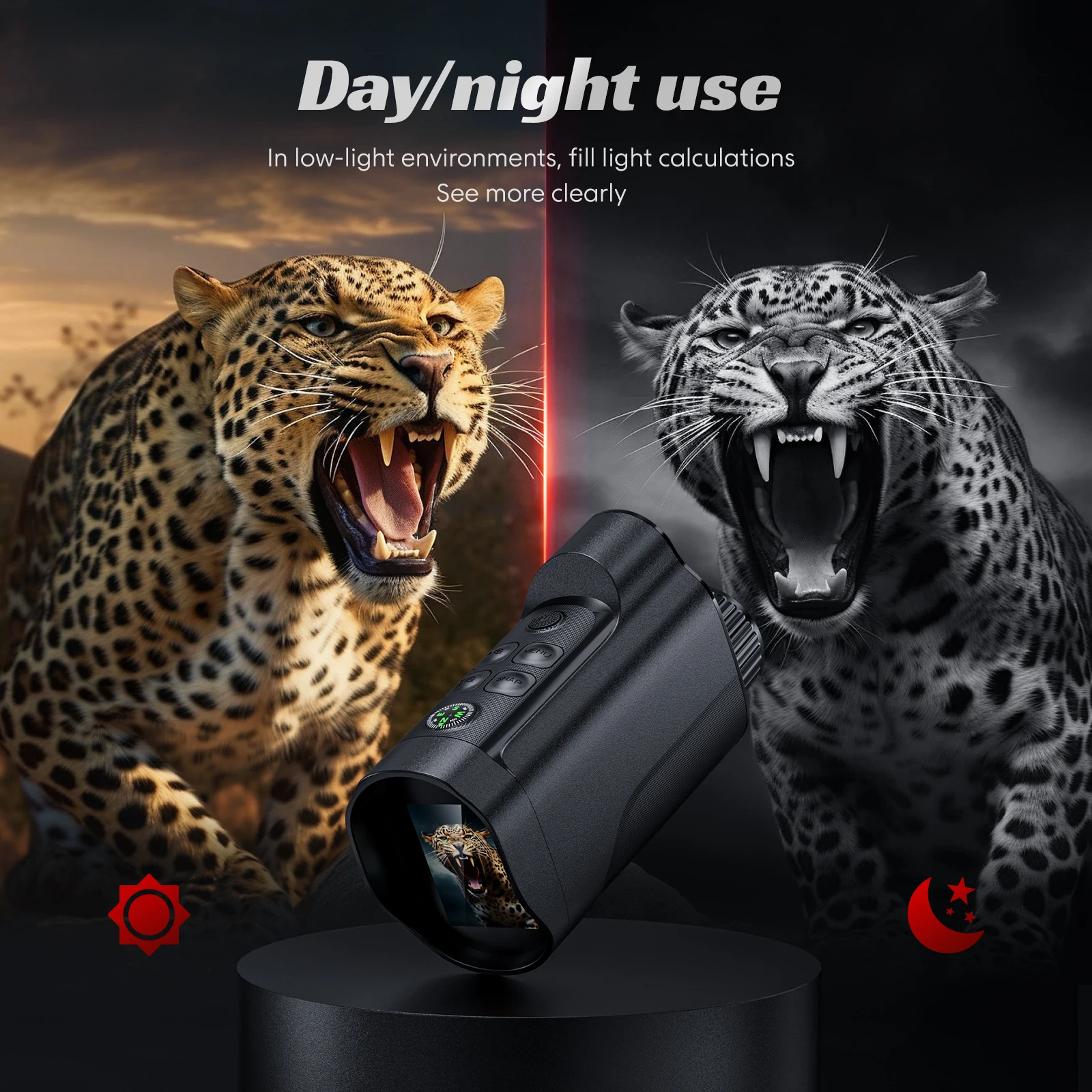 Night Vision Monoculars 1080P HD Infrared Hunting Telescope 10X Digital Zoom Photo Video Playback Outdoor Search Full Darkness