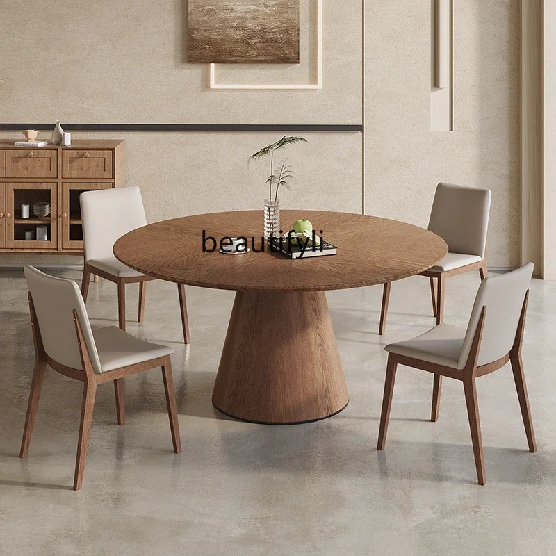 s7304 Nordic, all solid wood round dining table and chair combination modern simple home, high-end designer round table