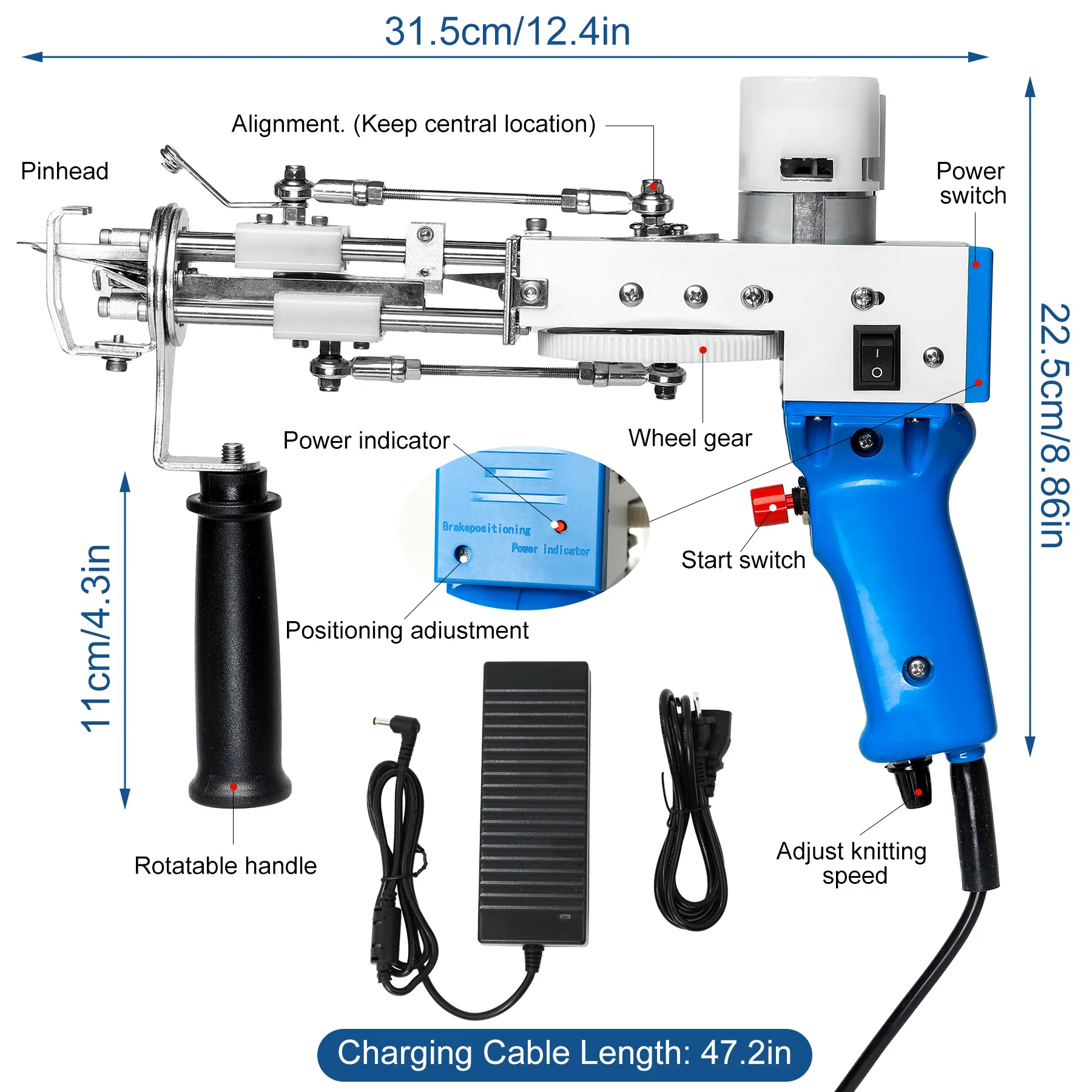 Tufting Gun 2 in 1 Set Electric Carpet Tufting Gun Electric Carpet tapis Knitting Tufting Pistol Weaving Flocking Rug Machine