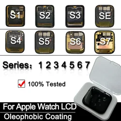 Montagem de tela de toque digitalizador com revestimento oleofóbico, Apple iWatch série 1, 2, 3, 4, 5, 6, 7