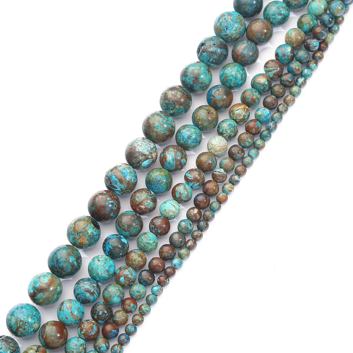 Naturstein, blaues Serpentinenmuster, Streifen, Achate, rund, lose Abstandsperlen für die Schmuckherstellung, DIY-Armband, Halskette, Zubehör – Detail 5