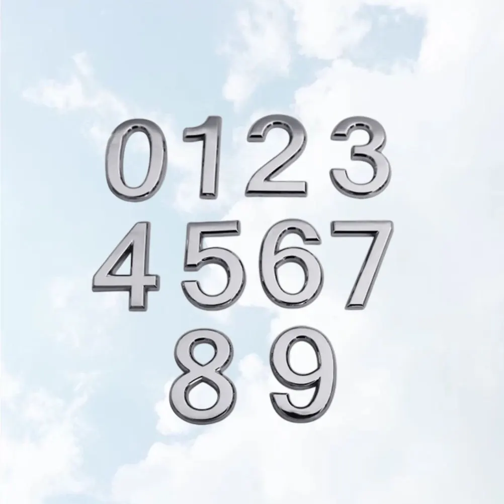 

Doorplate Sticker Number Car Stickers Self-Adhesive Numbers for House Silver Sticky
