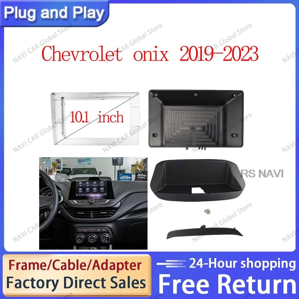 NAVI 10.1 Inch 2 Din Car Fascia for Chevrolet Onix 2019 - 2023 Panel DVD Player Audio Frame Dashboard Mount Kit Panel Mounting