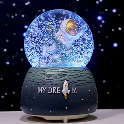 3D Astronaut Night Light Glow Crystal Ball Snowball Music Box Statue Ornament Child Birthday Party Valentine's Day Room Decor Gi