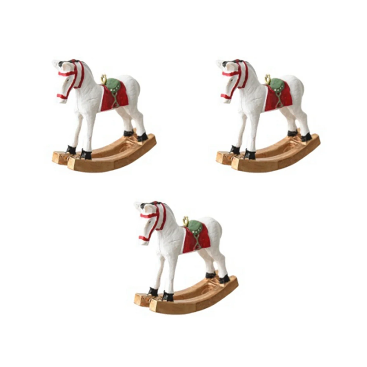 New Three-Dimensional Rocking Horse Small Pendant Tree Decoration Pendant Retro Decoration White