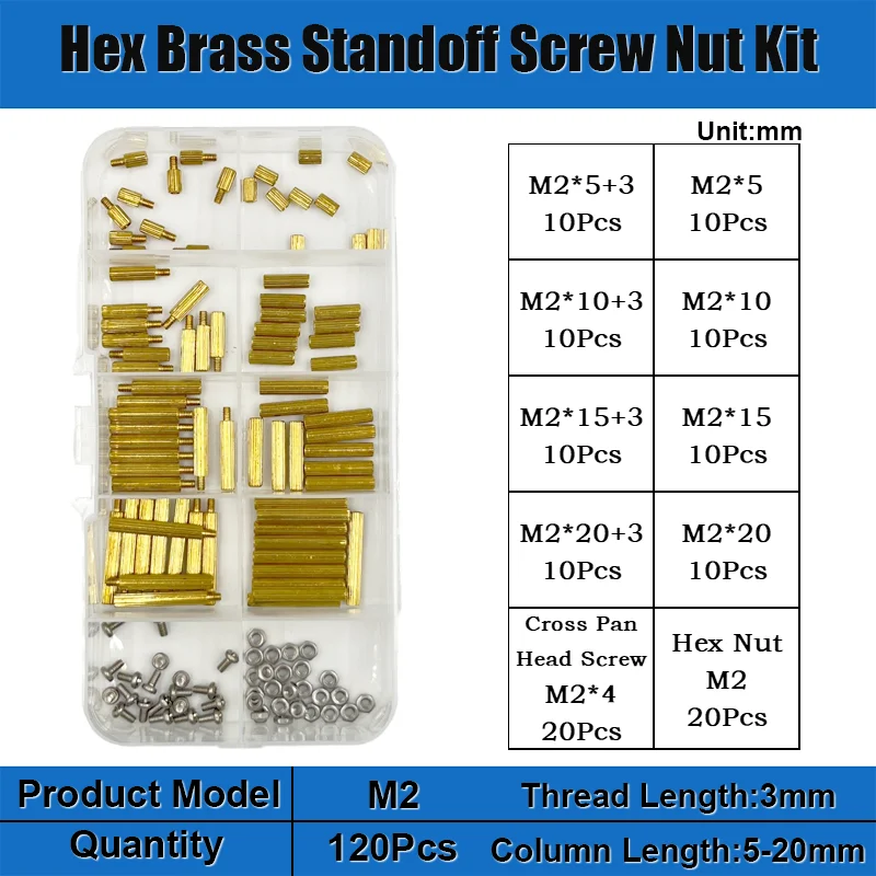 Männlich-Weiblich Sechskant-Messing-Abstandshalter-Set M2 M2.5 M3 M4 Messing-Rundabstandshalter mit 304 Schraube und Sechskantmutter PCB Motherboard Abstandshalter – Detail 9