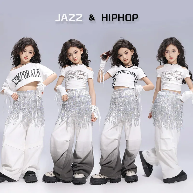 

Hip Hop Jazz Dance Costume Girls Korean Edition Sequin Suit Street Dance Children's Trendy Costume Group Performance Costume