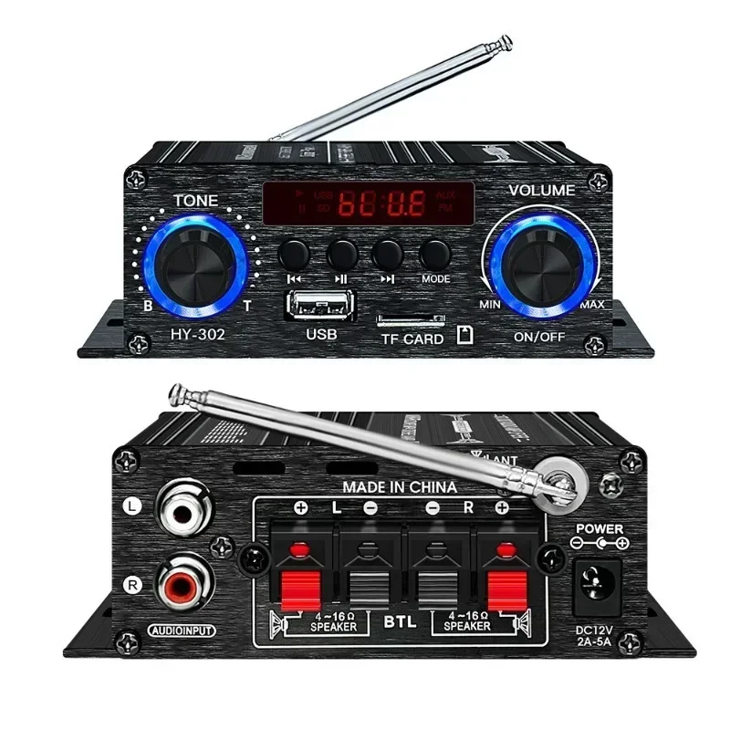 2024 nuevo amplificador Digital Bluetooth 12V hogar coche 2 canales altavoz de sonido HIFI receptor FM Mini amplificador de Audio Clase-AB AMP