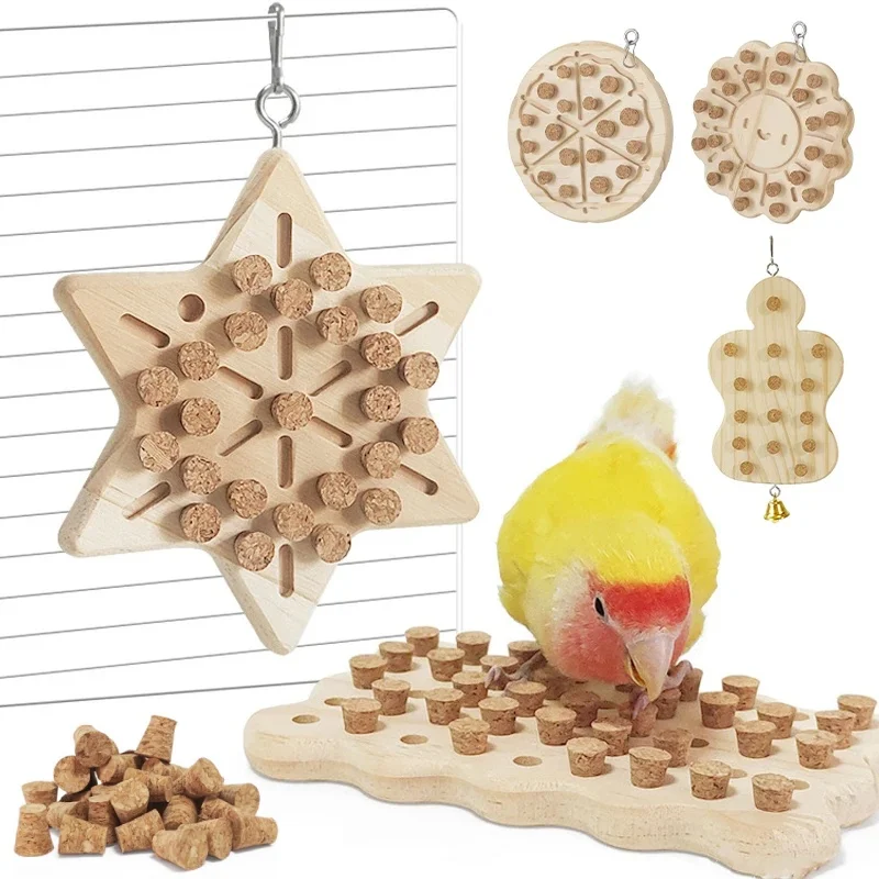 Parrot Chewing Toy Parrot Block Puzzle Cork Treasure Hunt Game for Birds Parakeet Cockatiel Bird Playing Toy Accessories