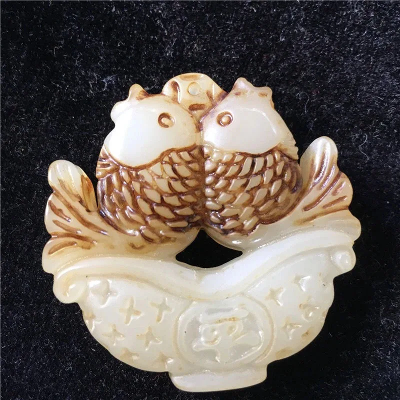 collection ancient white jade carp pendant jade pendant Yu Pei Pisces. jewelry