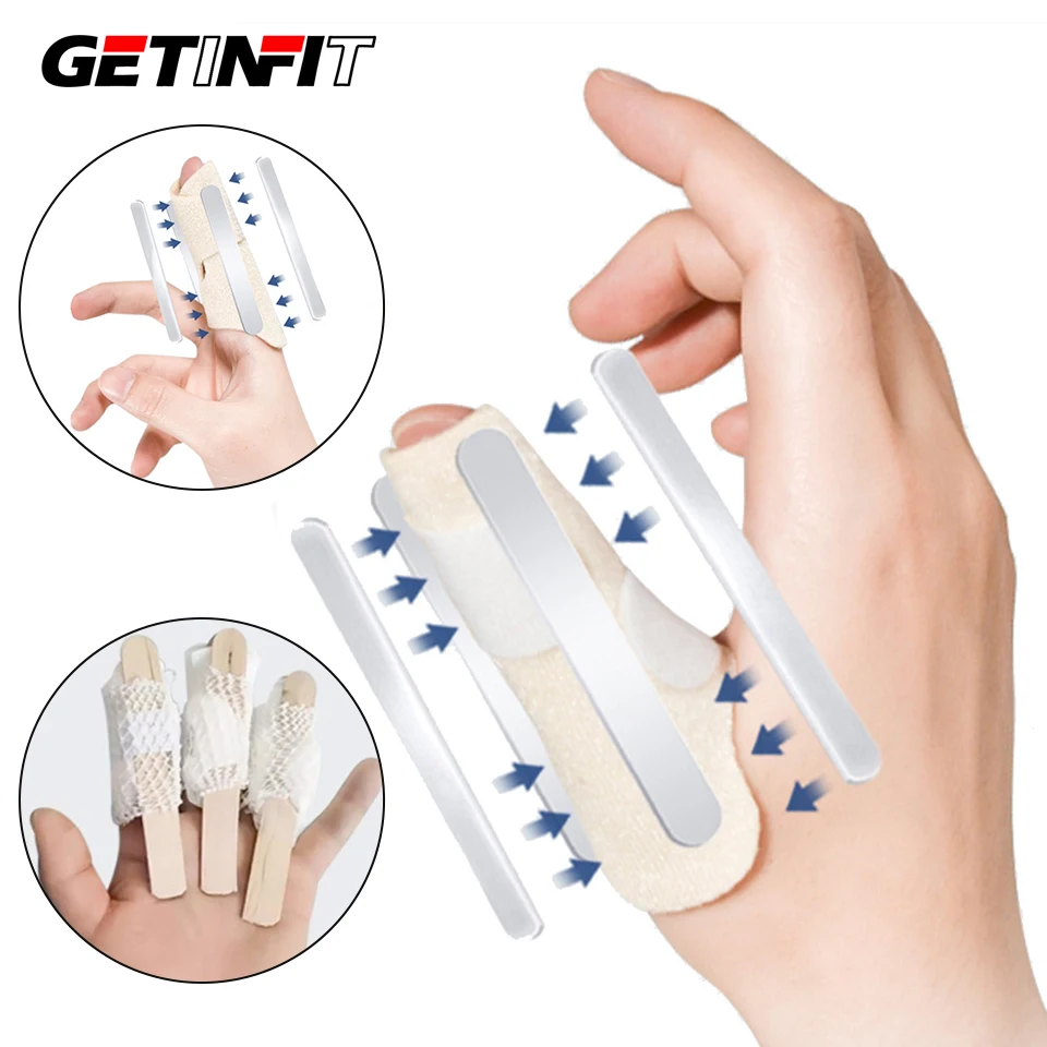 1Pcs Finger Fixation Splint Knuckle Pads Thumb Retainer Ring Finger Bending Straightening 4 Aluminum Bars Reinforcement Fixation