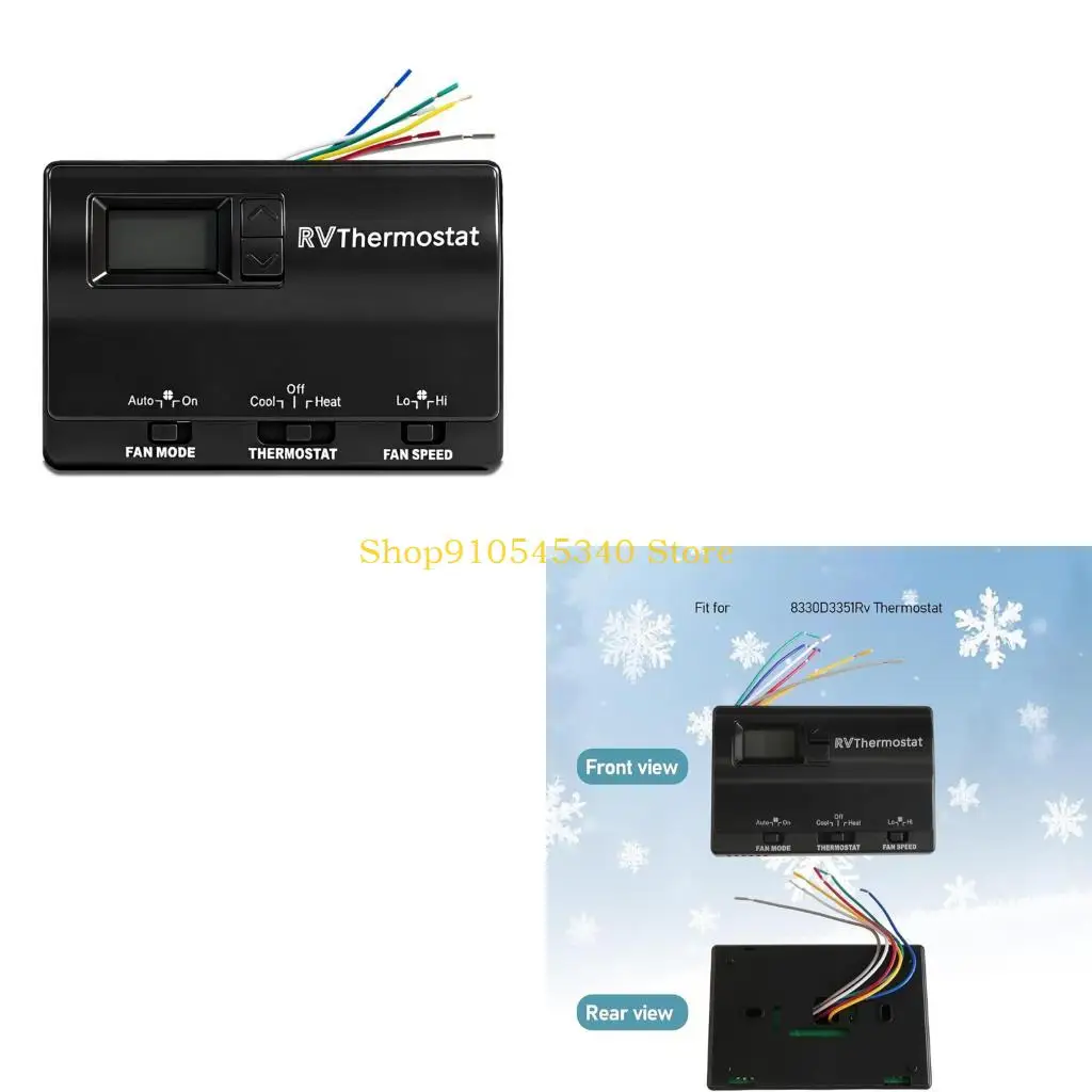 U2JA LCD Thermostat 8330D3351 Temperature Panel with Black Housing, Heat Cool Settings, Color Coded Leads and Wall Mount Design