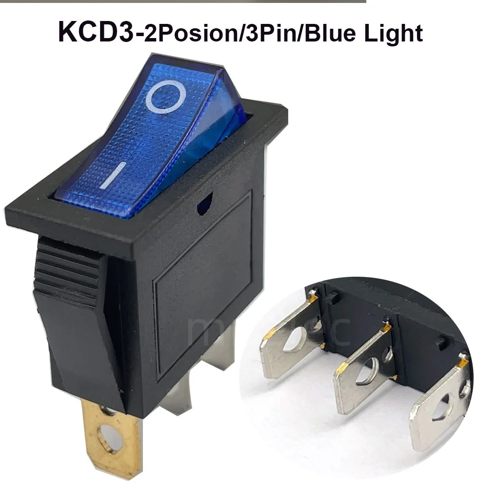 2ポジションkcd3ロッカースイッチ,3ピン電気機器,ライトスイッチ付き