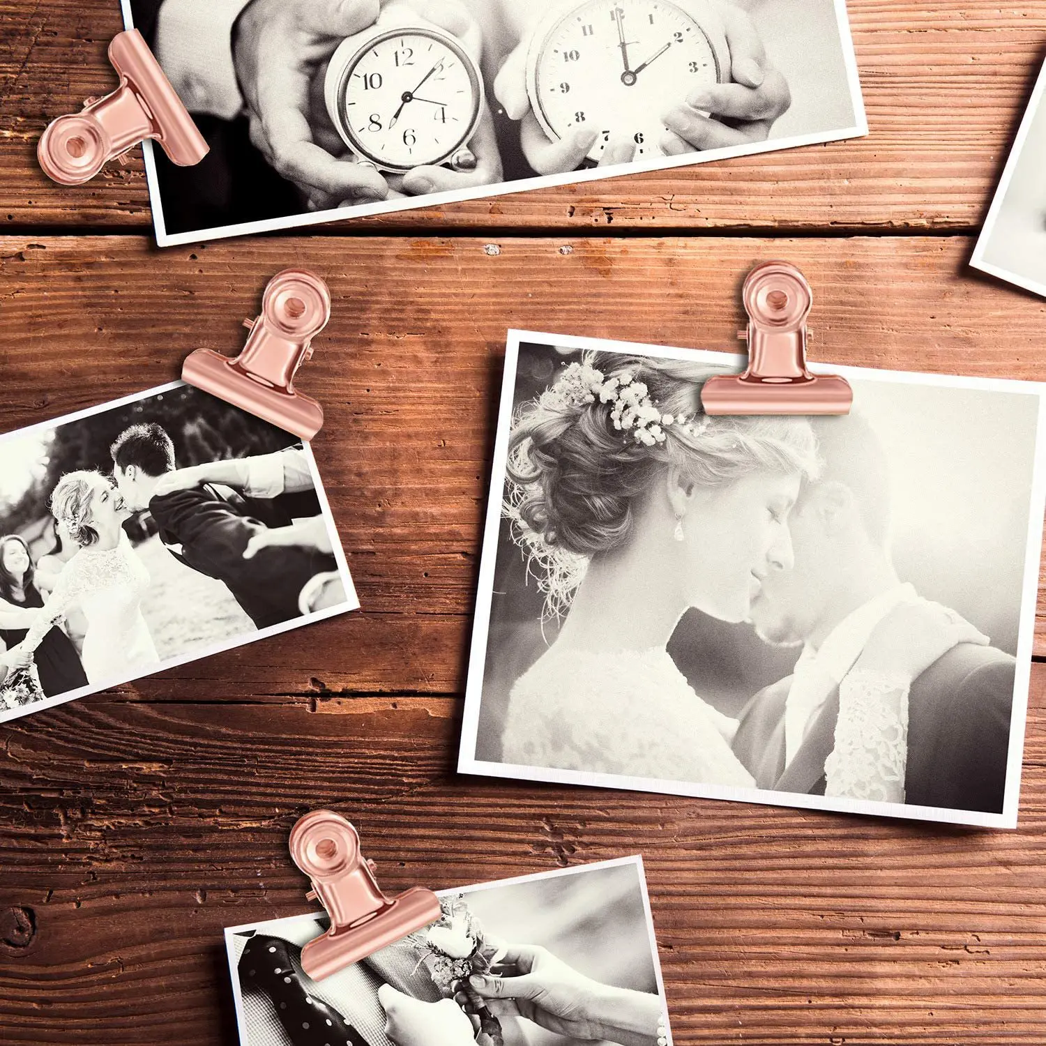 20 قطعة من مشابك دبوس الضغط المعدنية باللون الذهبي الوردي 22 مم - مشابك البلدغ المزخرفة لتجليد المستندات وتثبيت الورق (اللوازم المكتبية)