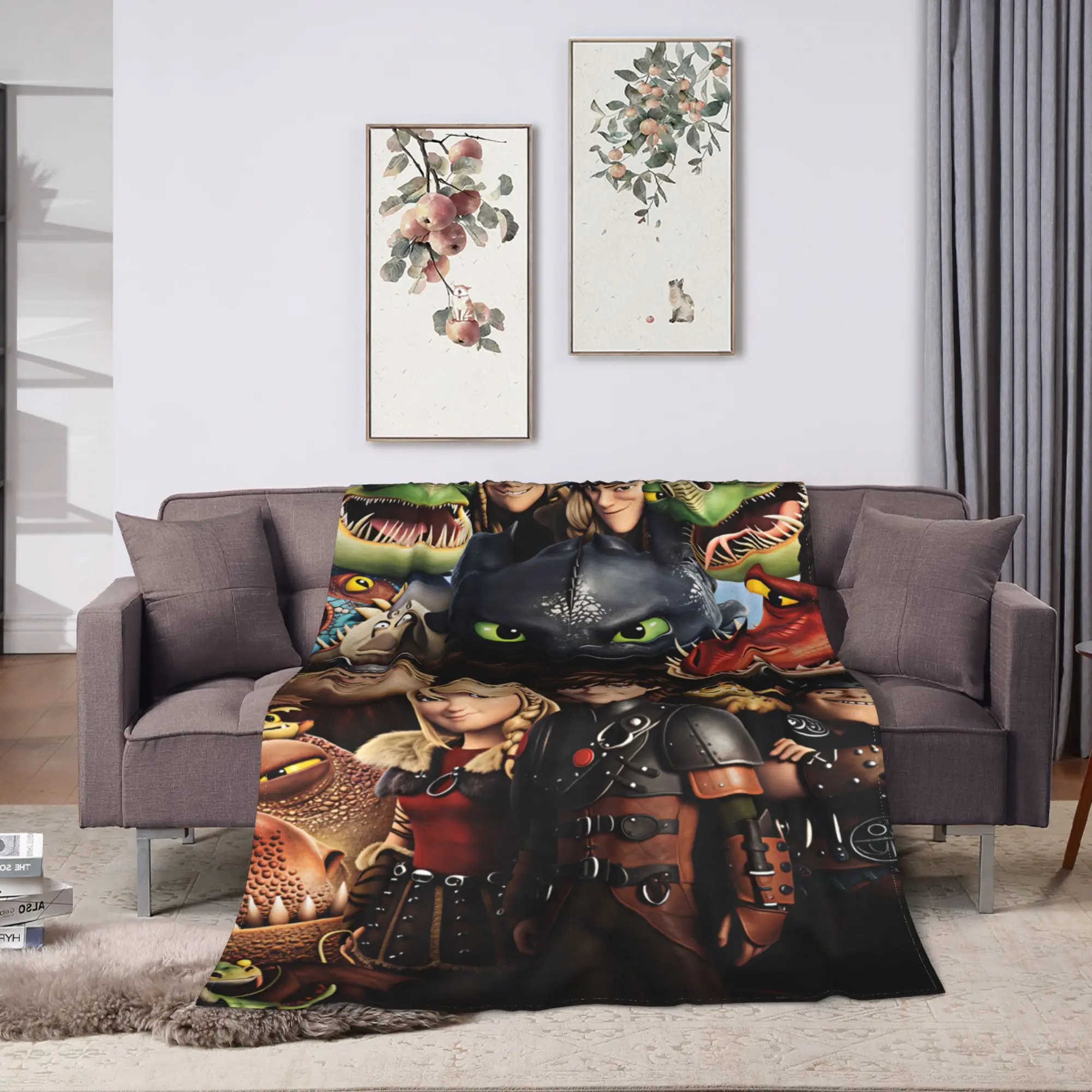 Airplane Travel H-How To TT-rain Your Dragon Throw Blanket  Flannel Bedspread For Couch Bed Street Trend Sofa Bed Cover