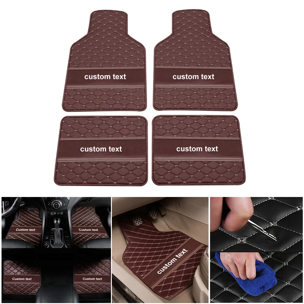 Orange Car Floor Mats Custom Name Text Color Automotive Carpet Universal Auto Rugs Car Accessories Interiors