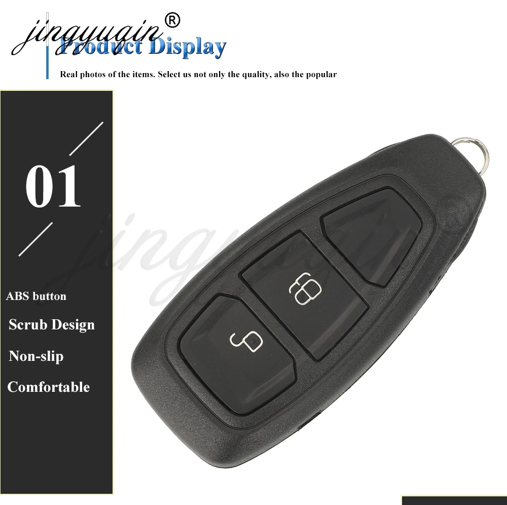 jingyuqin Car Remote Key For Ford Focus Fiesta C-Max Mondeo Ecosport Galaxy Kuga Smart Keyless 2/3Button 4D63 433MHz KR55WK48801