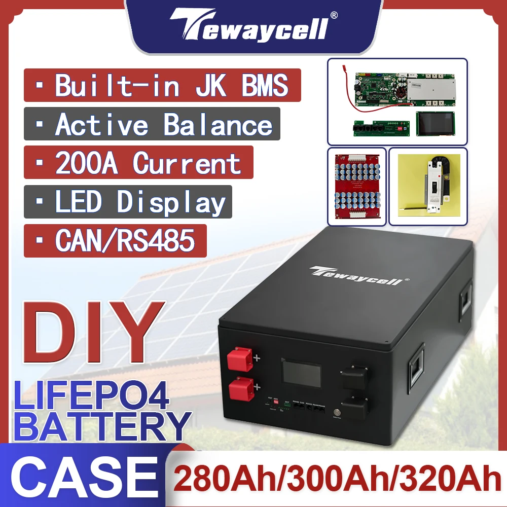 DIY Kits 280ah 304Ah LiFePO4 Battery Case Box Smart BMS JK Box for 48V 51.2V 15kwh Solar Energy ESS Active Balancing Module