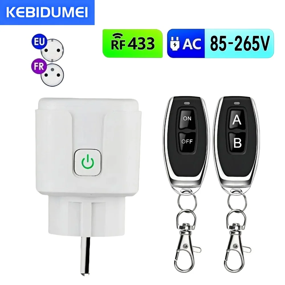 433Mhz Wireless Smart Remote Control Socket Switch 220V 4000W EU FR Universal Plug Remote ON OFF Electrical Outlets for Lighting