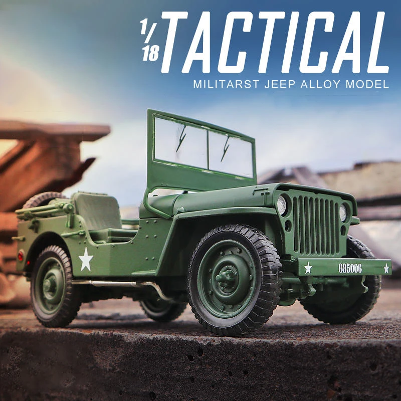 1:18 Tactical Military Model Old World War II Willis GP JEEPS Military Vehicles Alloy Car Model For Kids Toys Gifts