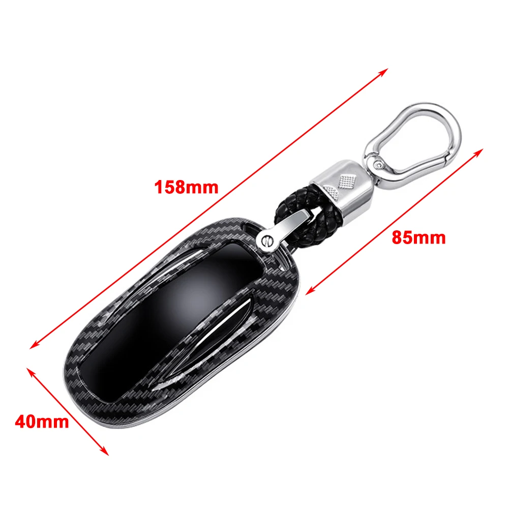 Carbon Fiber Style Car Smart Key Fob Case Protector Shell Cover For Tesla Model X