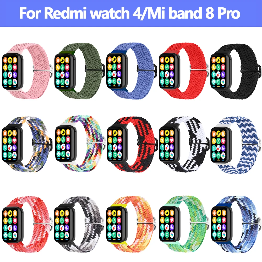 Nylon Loop Strap for Xiaomi Redmi Watch 4 Smart Adjustable Bracelet Watchband for iWatch Xiaomi Mi Band 8 Pro Band Accessories