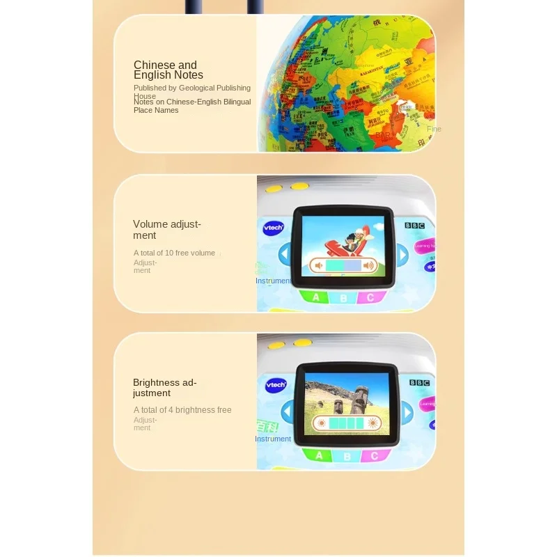 VTech mainan edukasi dini Reag anak-anak, mainan pencerahan geografi anak-anak suara pemicu titik Globe Audio-visual