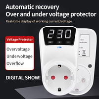 HLP02 Voltage Protector Automatic Reset Over Under Voltage Protector Socket Digital Display Power Surge Protector EU US Plug