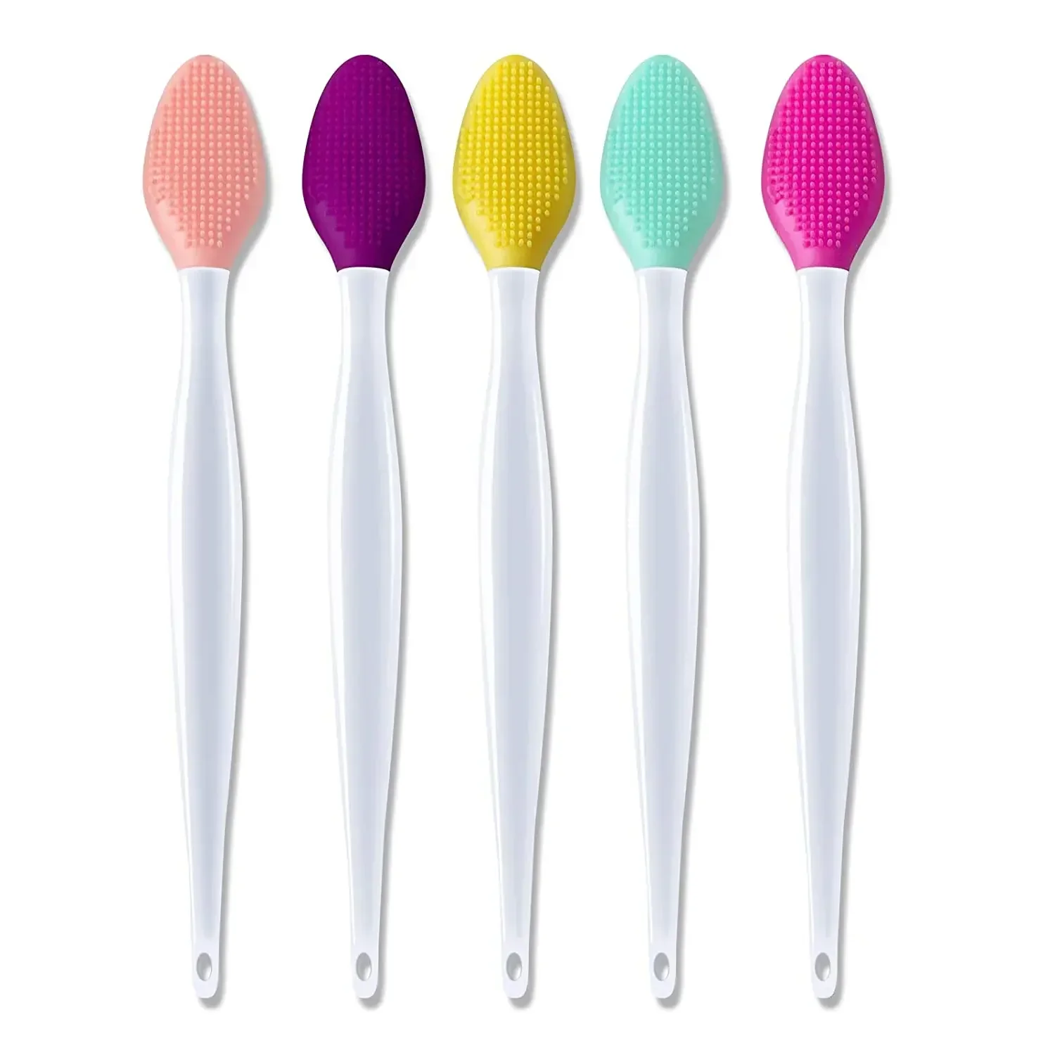 Lip Brush Exfoliating Double-Sided Silicone Lip Scrub Brush Applicator Wand Tool Makeup Brushes 6 Colors