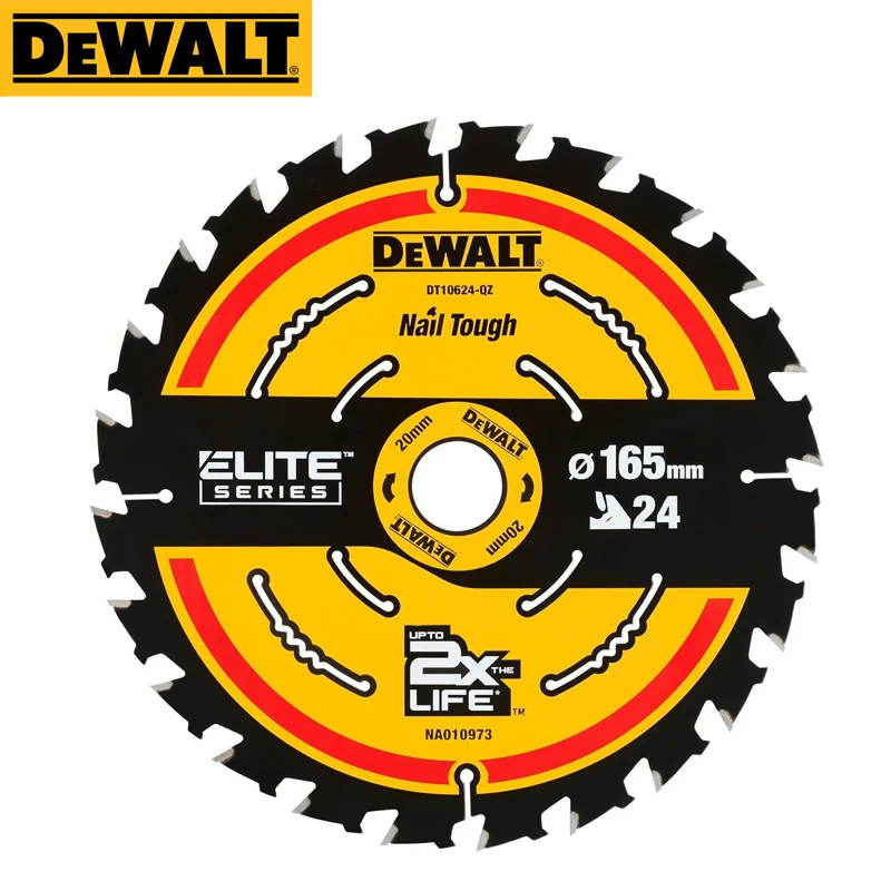 DEWALT DT10624 CIRCULAR SAW BLADE ELITE SERIES Circular Saw Blade 165mm x 20mm 24T Multifunctional Cutting Tool Accessories