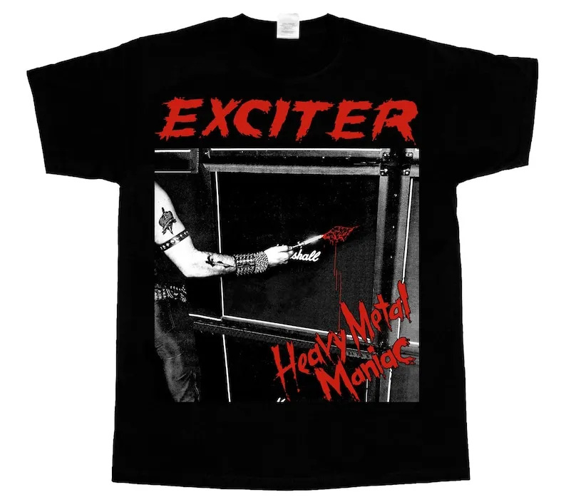 exciter heavy metal maniac'83 short long sleeve black t-shirt 345XL