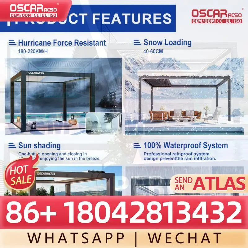 

Высококачественные электрические пластинчатые жалюзи для алюминиевой перголы в садах, респектат, перголы для басейных зон