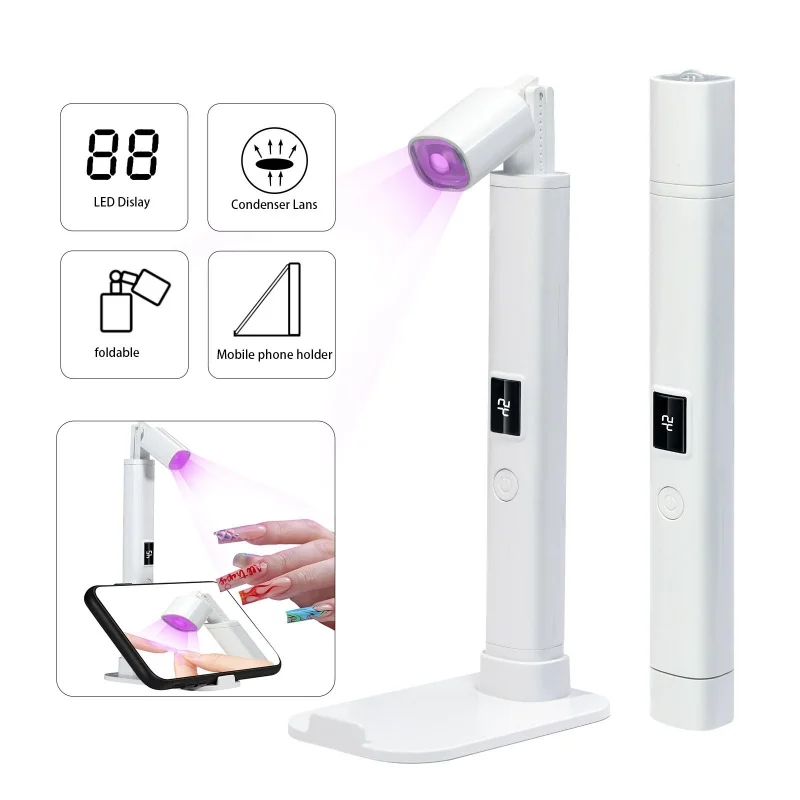 Nowa Składana Lampka do Paznokci z Możliwością Ładowania, Mini Lampa do Suszenia Paznokci, Narzędzie do Manicure do Użytku Domowego i Podróżnego