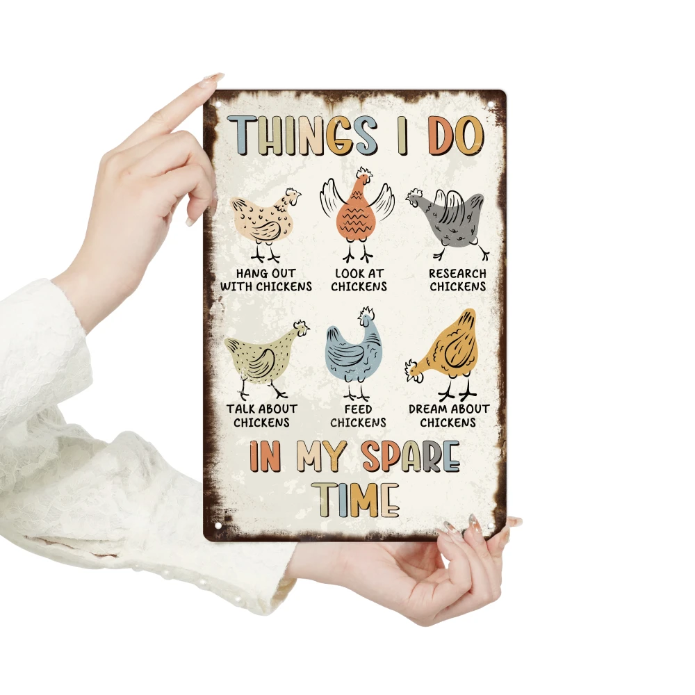 1 Piece, Vintage Metal Tin Sign with Chicken Theme, 