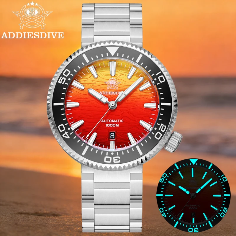 ADDIESDIVE Men's Automatic Watch 1000m Dive Sapphire Glass Luxury Wristwatch AR Coated Luminous Ceramic Bezel Diving Watches