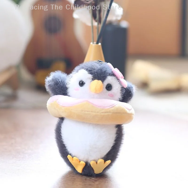 Cartoon Cute Donut Penguin Soft Plush Doll Stuffed Toy Keychain Pendant Bag Hanging Ornaments Couple Backpack Accessory Kid Gift