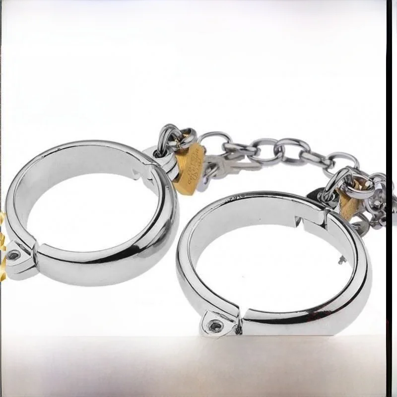 Thickened Iron Toy Handcuffs Couple Script Killing Room Props Heavy Duty Children's Foot Shackles Magic Performance Supplies