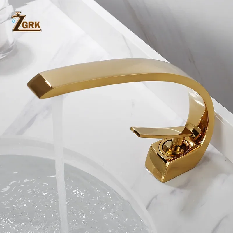 Bathroom Basin Faucet Modern Mixer Tap Brass Washbasin Faucet Gold/Black/Chrome Single Handle Hot and Cold Water Tap