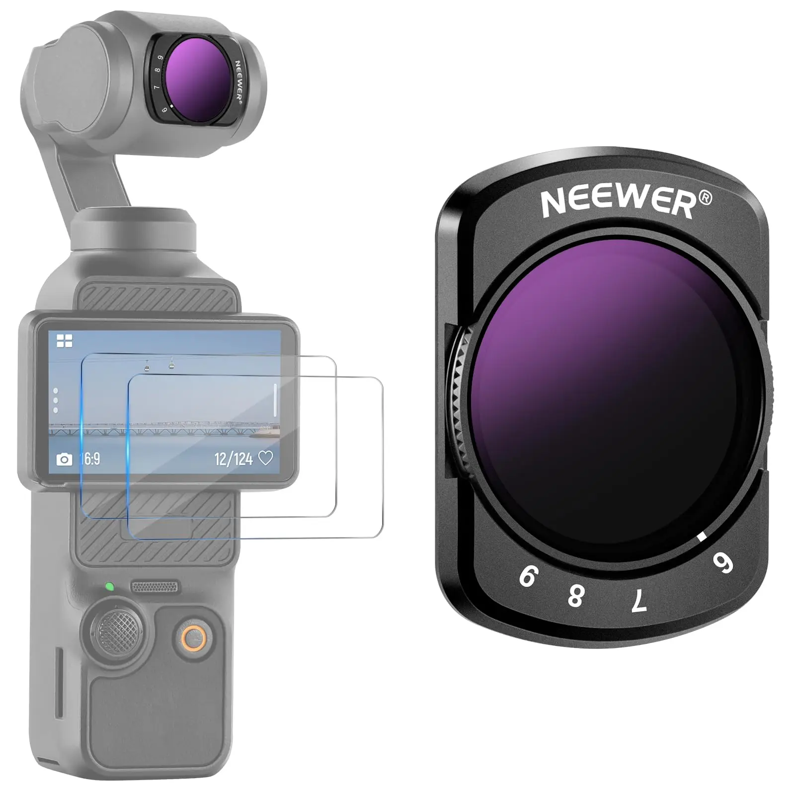 NEEWER ND-Filterset für DJI Osmo Pocket 3 ND8 ND16 ND32 ND64 ND128 ND256 ND1000 ND8/PL ND16/PL ND32/PL ND64/PL