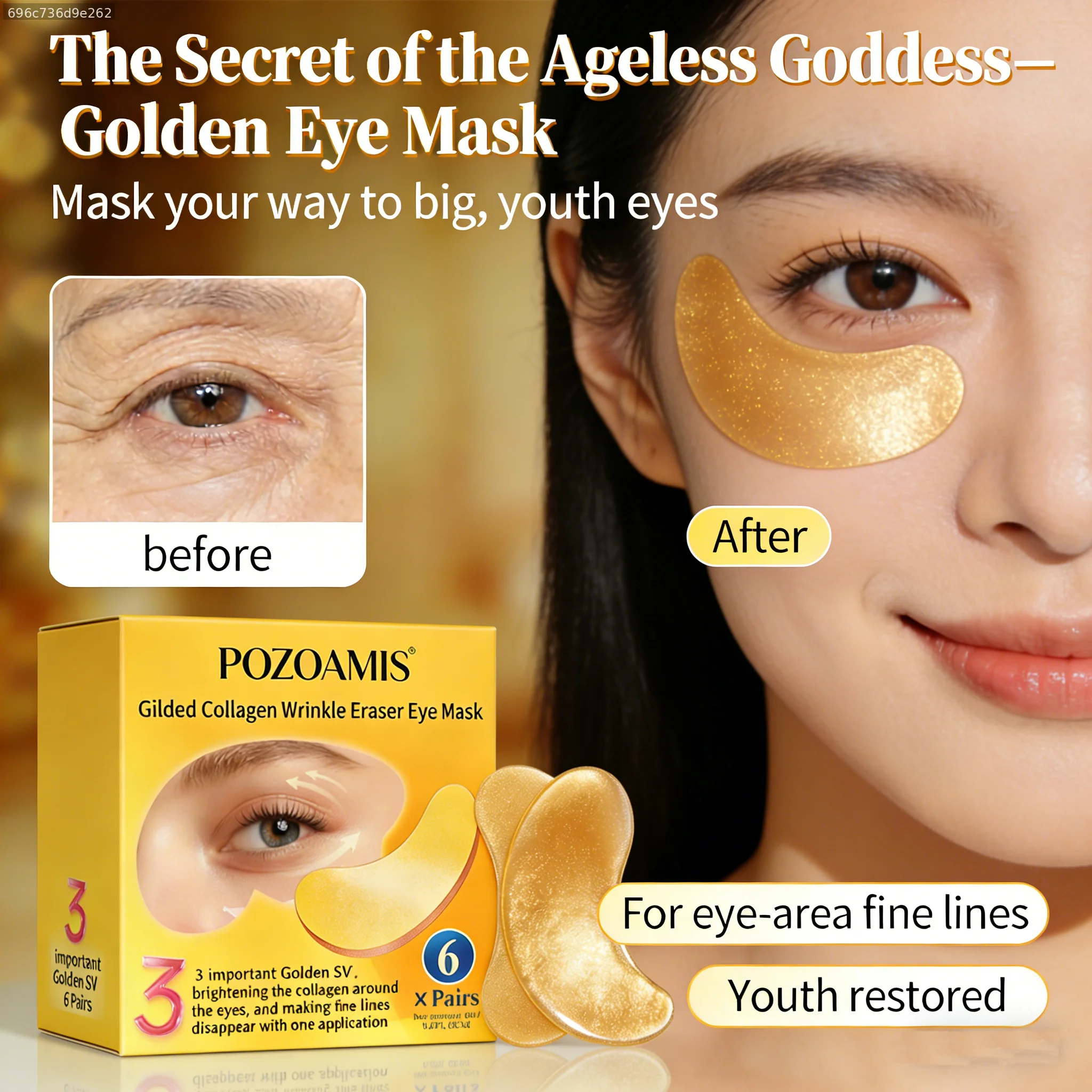 

Golden eye mask sets, women's moisturizing facial care set, containing collagen and retinol, soothing and gentle, suitable for all skin types