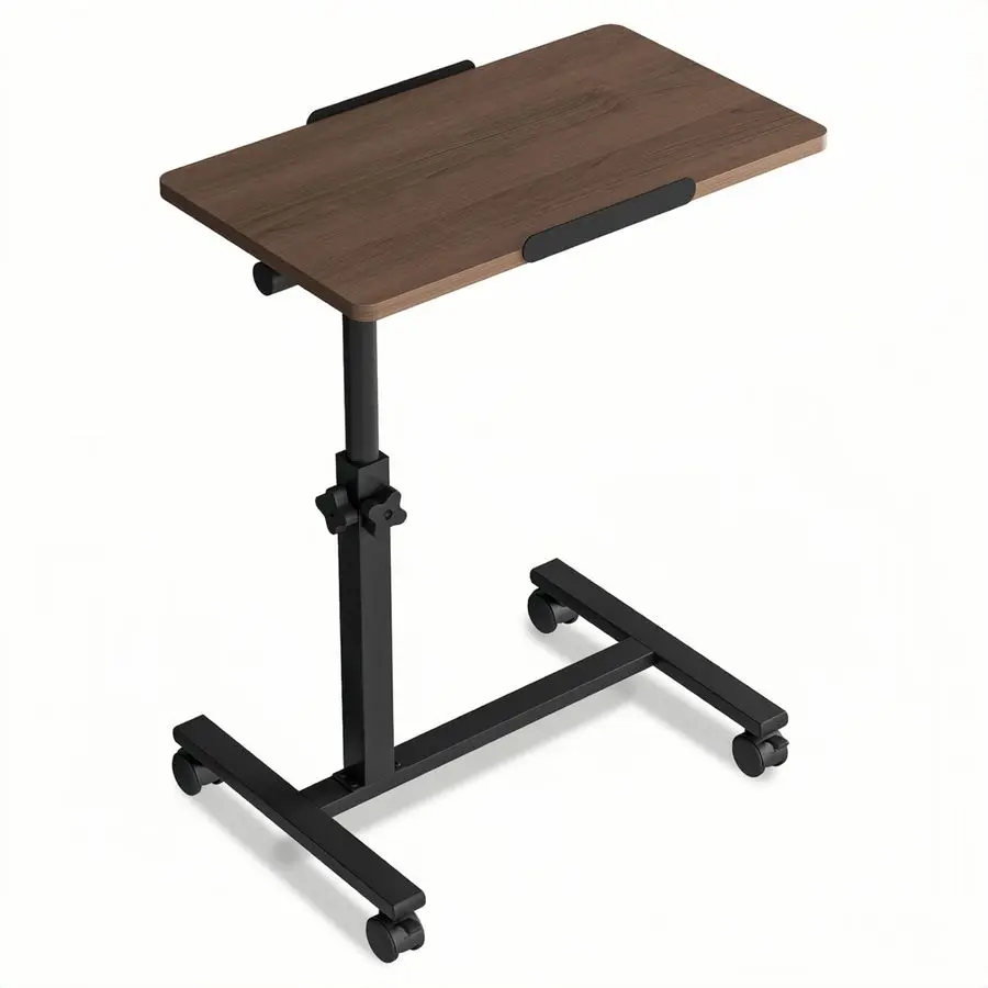 

Тележки и подставки: Прикроватный столик с регулируемой высотой на колесиках, передвижной столик для ноутбука, медицинский прикроватный столик, столик-поднос для дивана, коричневый