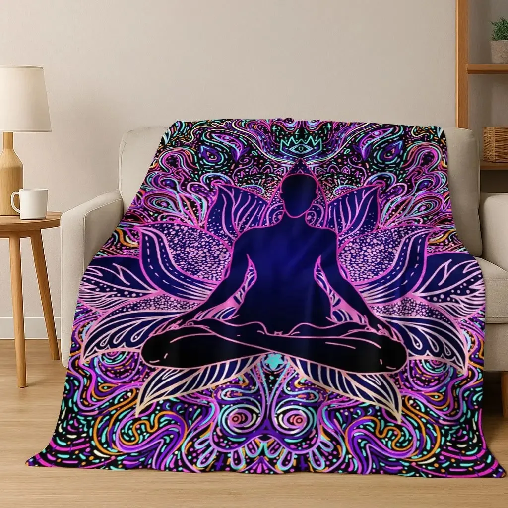 Bohemia Yoga chakra Mandala Spirit Meditation Flannel Blanket,Cozy Soft Throw Blanket for Home Bedroom Bed Sofa Cover Gift Kid
