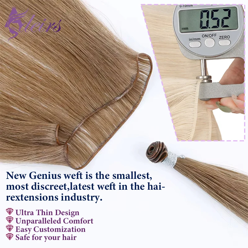 ADEIRS Genius Wefts Наращивание волос Пучки коричневых блондинок 100% настоящие человеческие волосы Прямые волосы Remy Невидимые могут вьющиеся