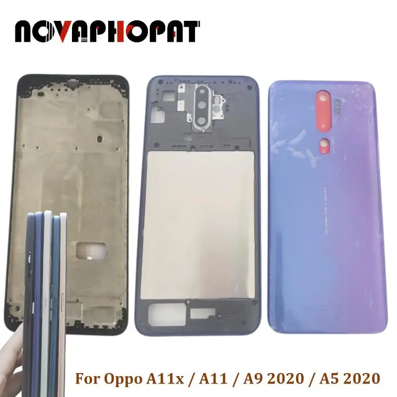 LCD Faceplate Frame Middle Bezel For Oppo A11x A5 A9 2020 Battery Cover Back Rear Door Housing Camera Glass Lens Side Key Button