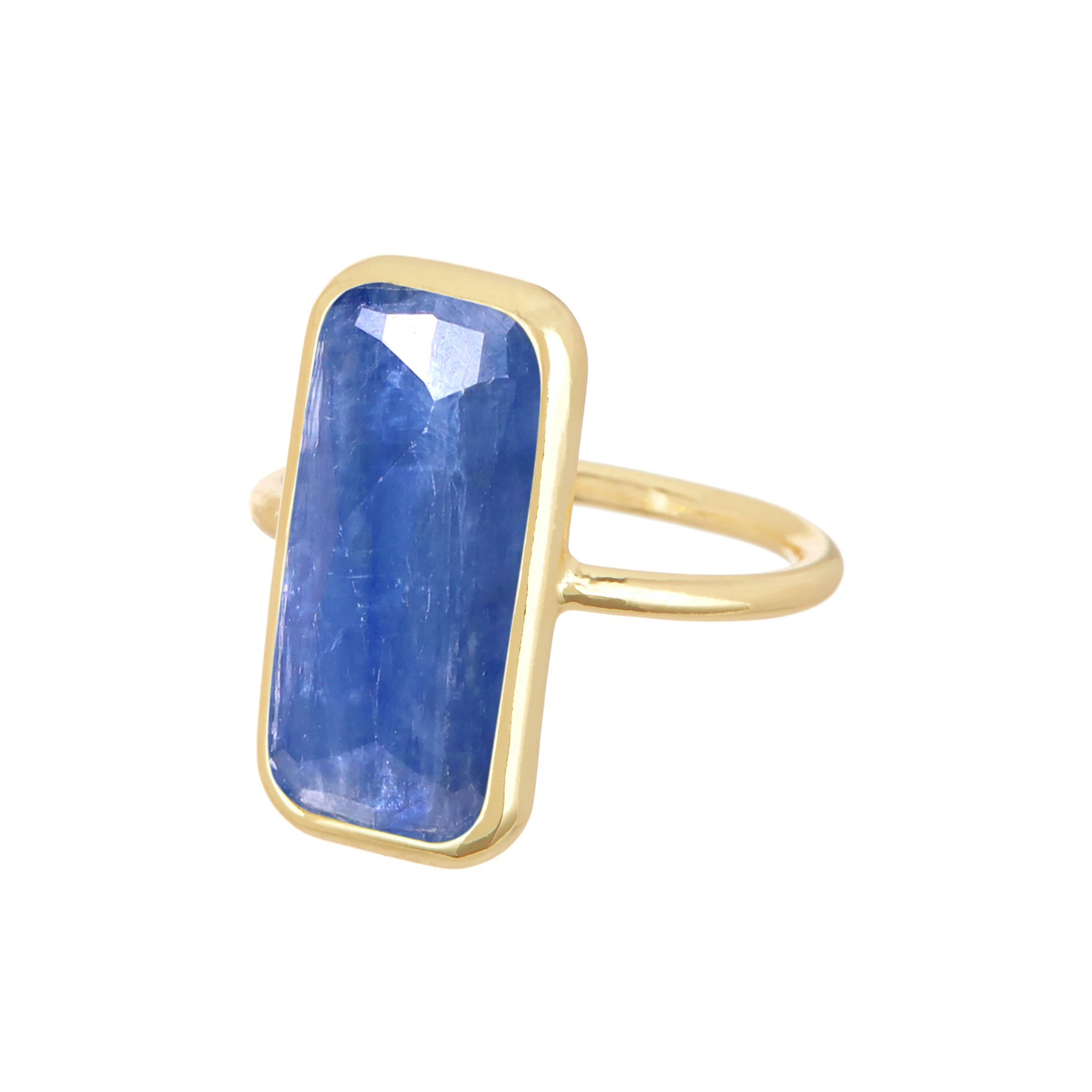 Natural Kyanite Rectangle Fashion Gemstone Ring  Jewelry for Party US Size 5-12