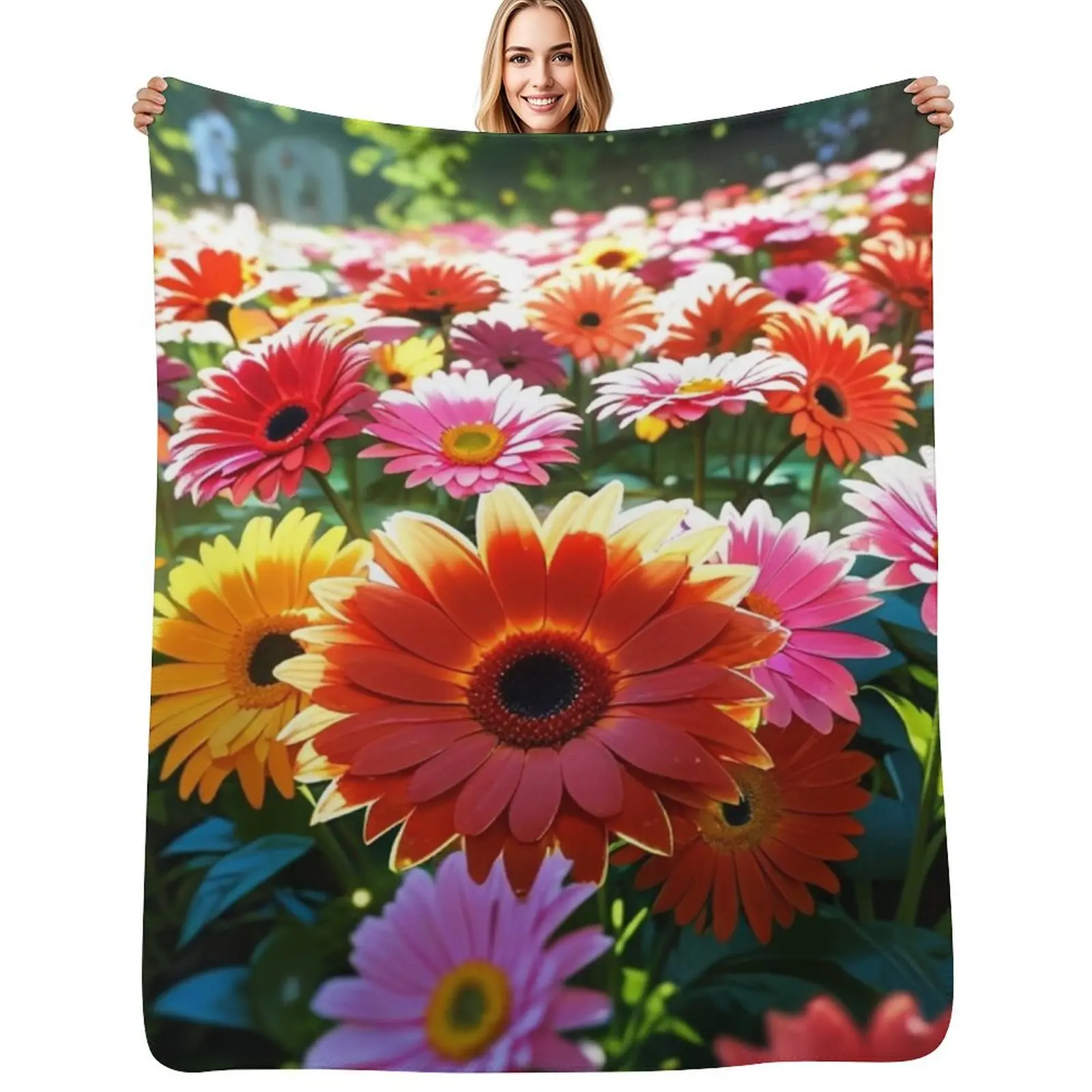 

Gerbera daisies blossoms. Throw Blanket for babies Luxury Brand Sofas Bed linens Blankets