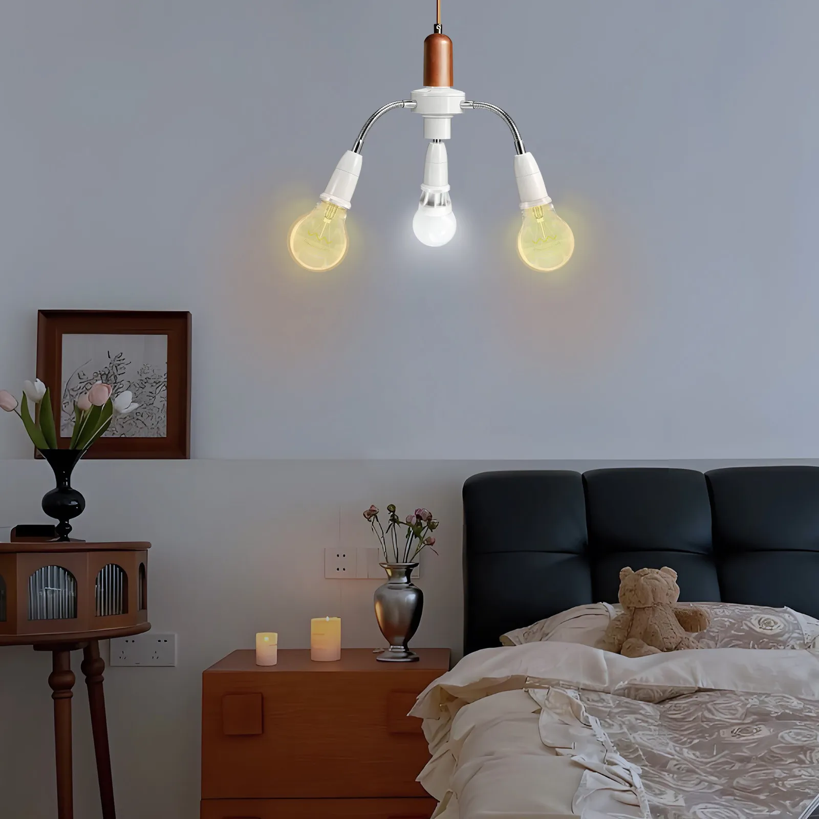 

Адаптер-переходник E27 на многоголовочный гибкий светильник с 4 выходами, держатель для лампы, простая установка, регулируемое решение для освещения