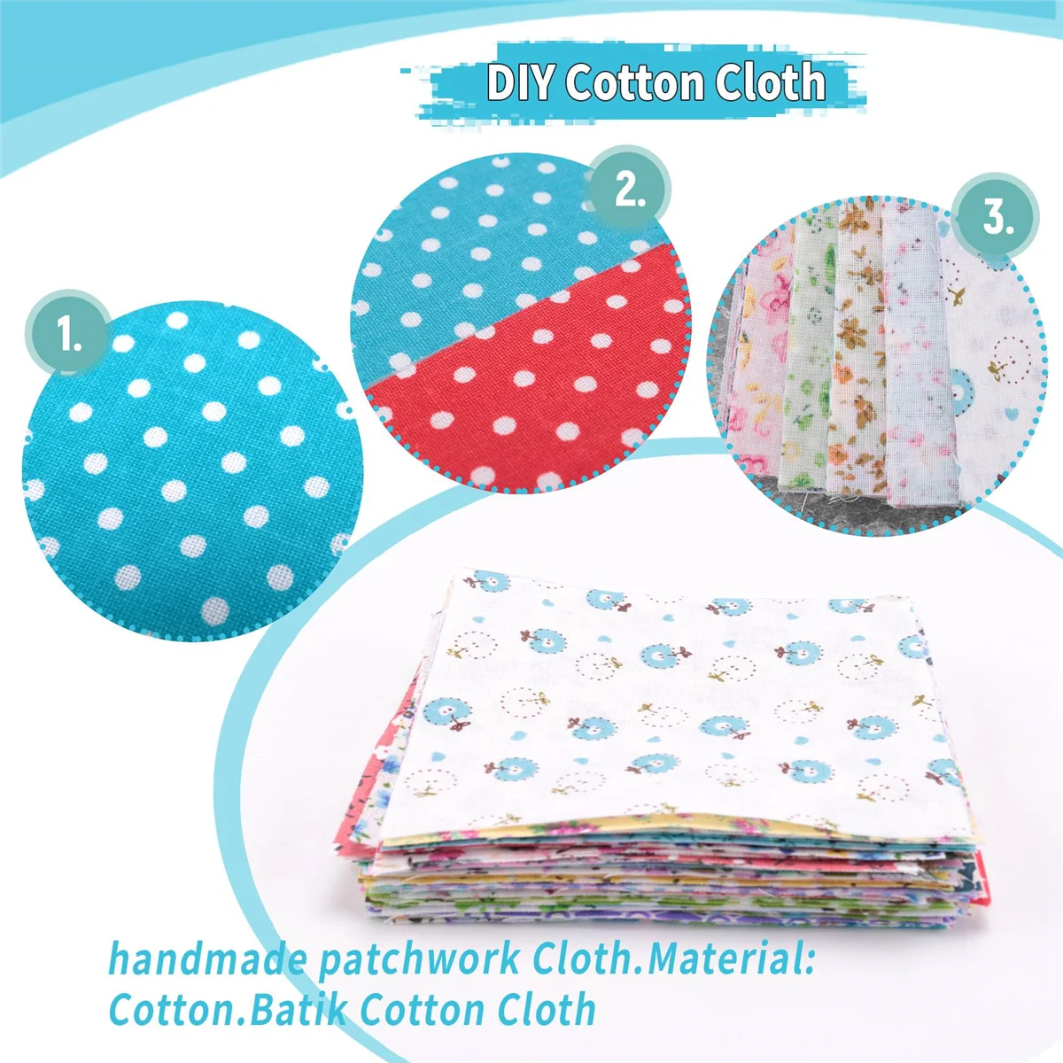 Fabric Patchwork Craft Cotton Material Batiks Mixed Squares Bundle, 10 x 10cm, 50-Pack image 6