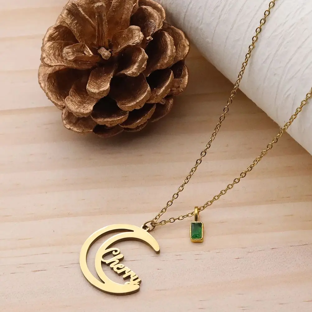 

Ожерелье-чокер Todorova с именной гравировкой, милый простой кулон в виде луны для женщин, из нержавеющей стали, в богемном стиле, цепочка, ювелирные украшения, бижутерия