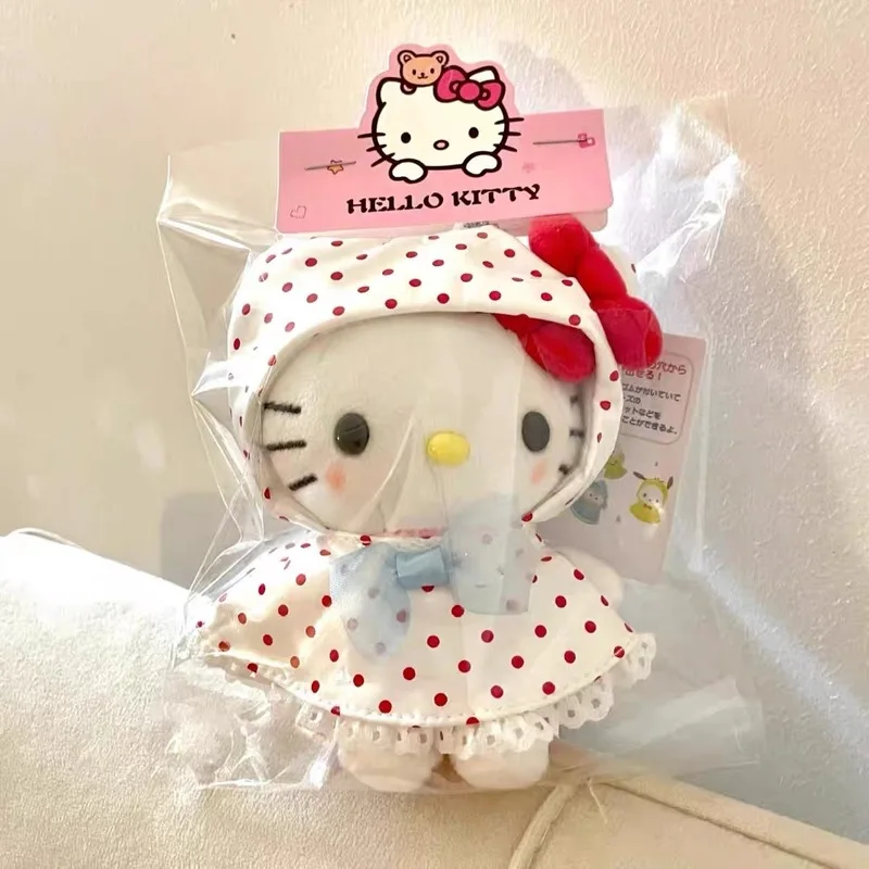 

Raincoat style polka dot cute Hello Kitty bag small pendant cute girl hanging plush toy series gift accessories doll keychain